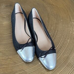 Stuart Weitzman Black and Silver Loafers size 7.5